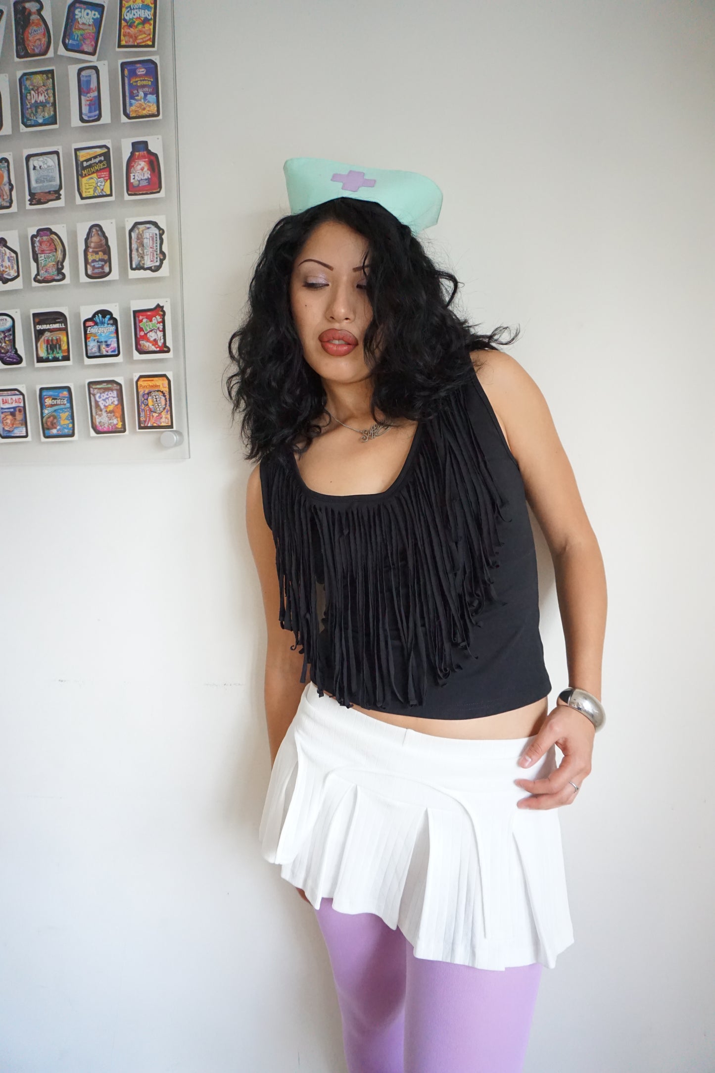 Whitney White Pointelle Garter Skort
