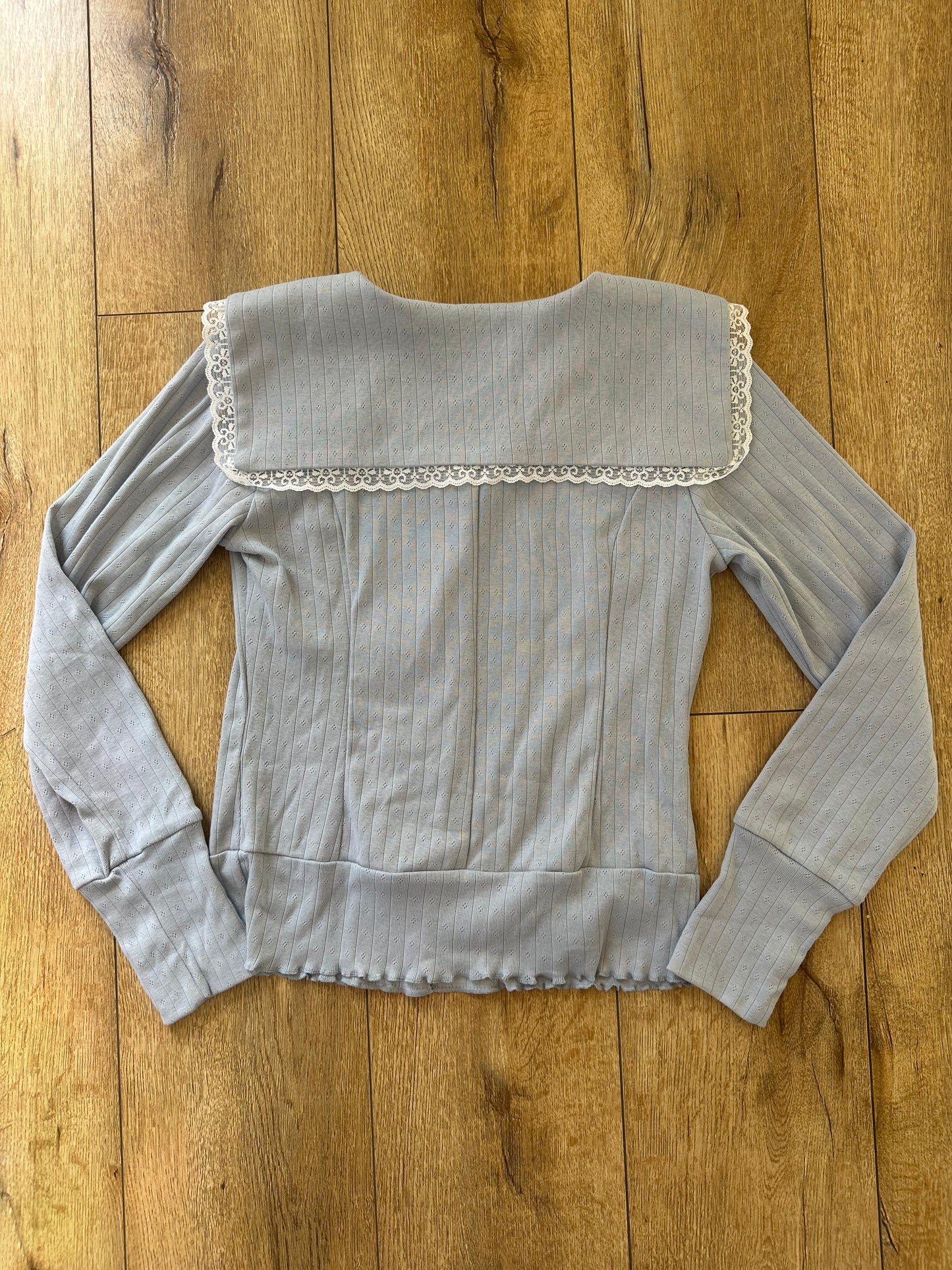 Blue Pointelle Sailor Cardigan