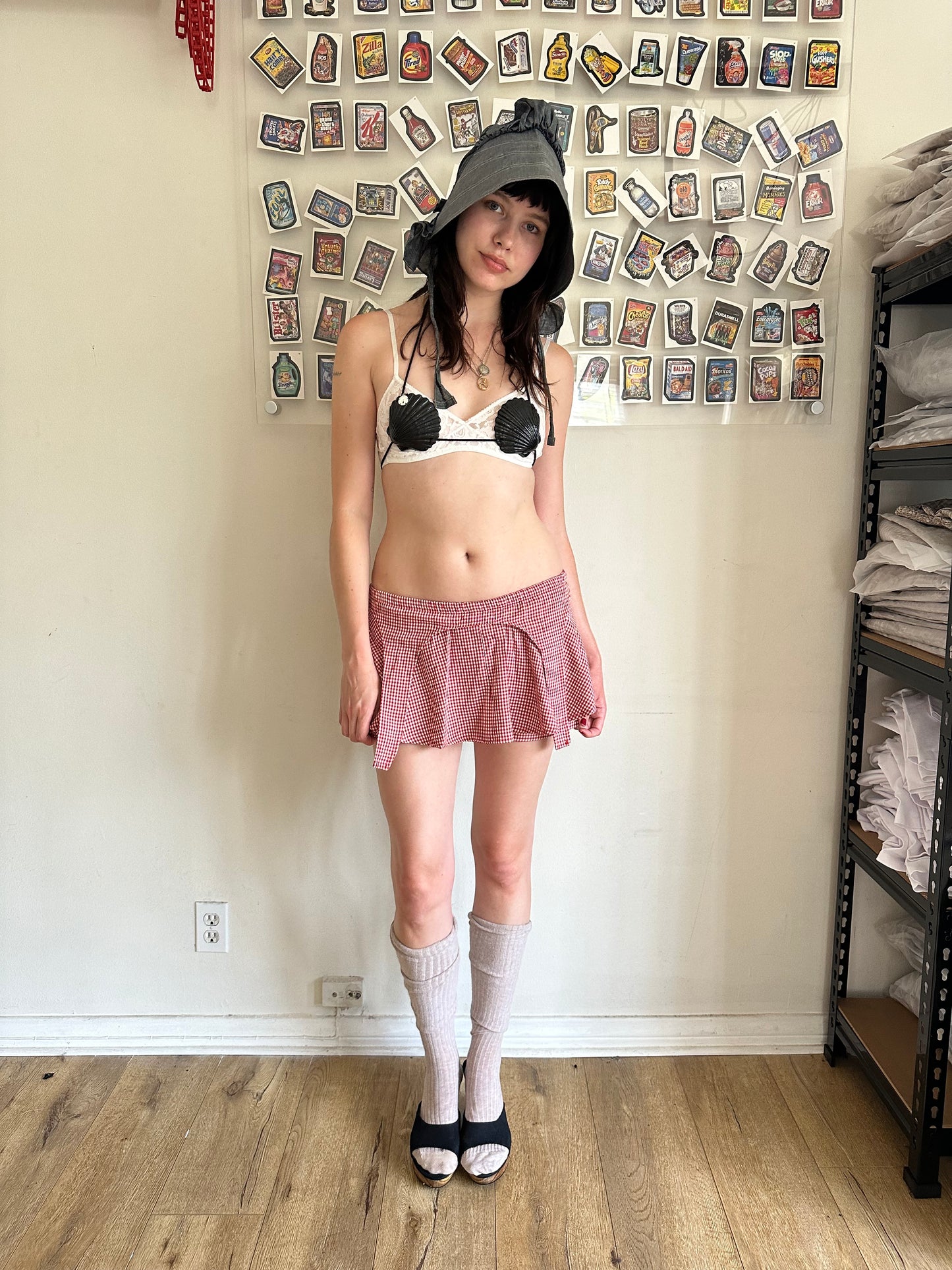 Red Gingham Garter Skort