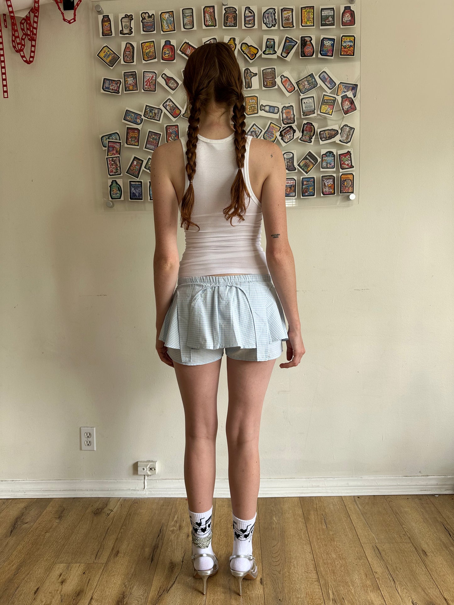 Blue Gingham Garter Skort