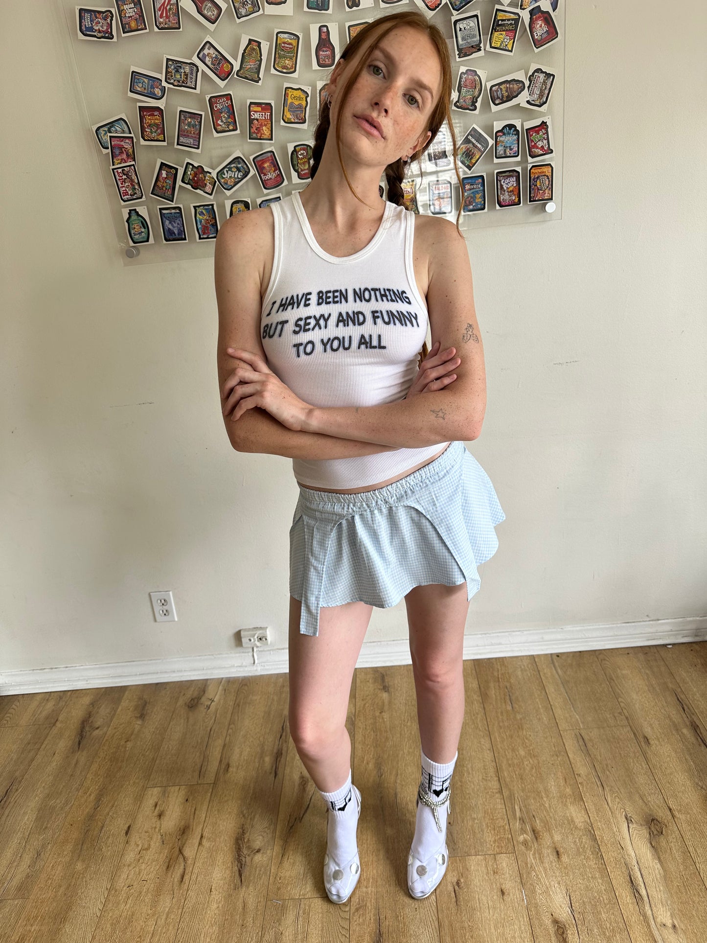 Blue Gingham Garter Skort