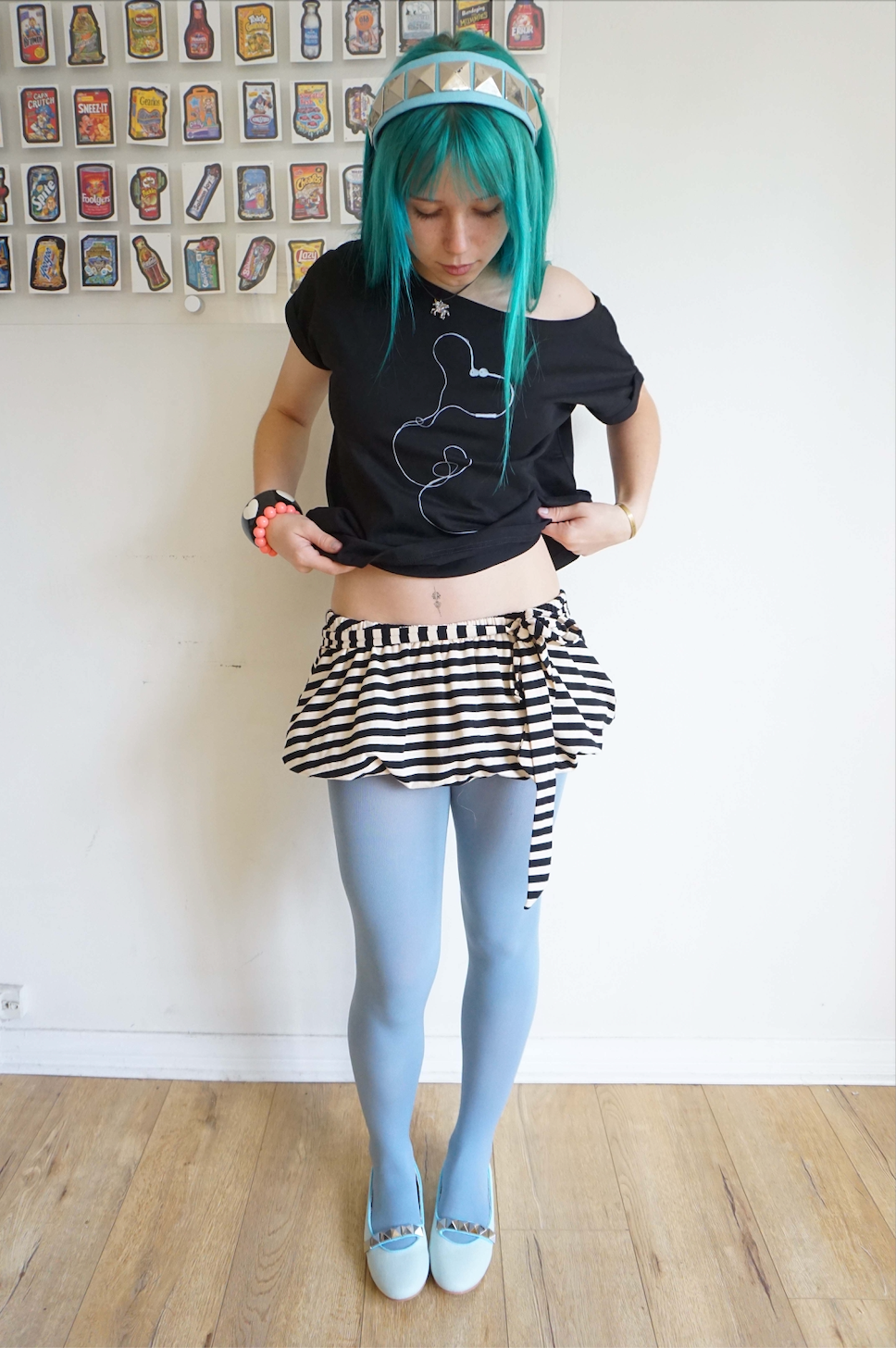 Suzy Stripe Bubble Skirt | Black & Cream Cotton Bubble Mini Skirt