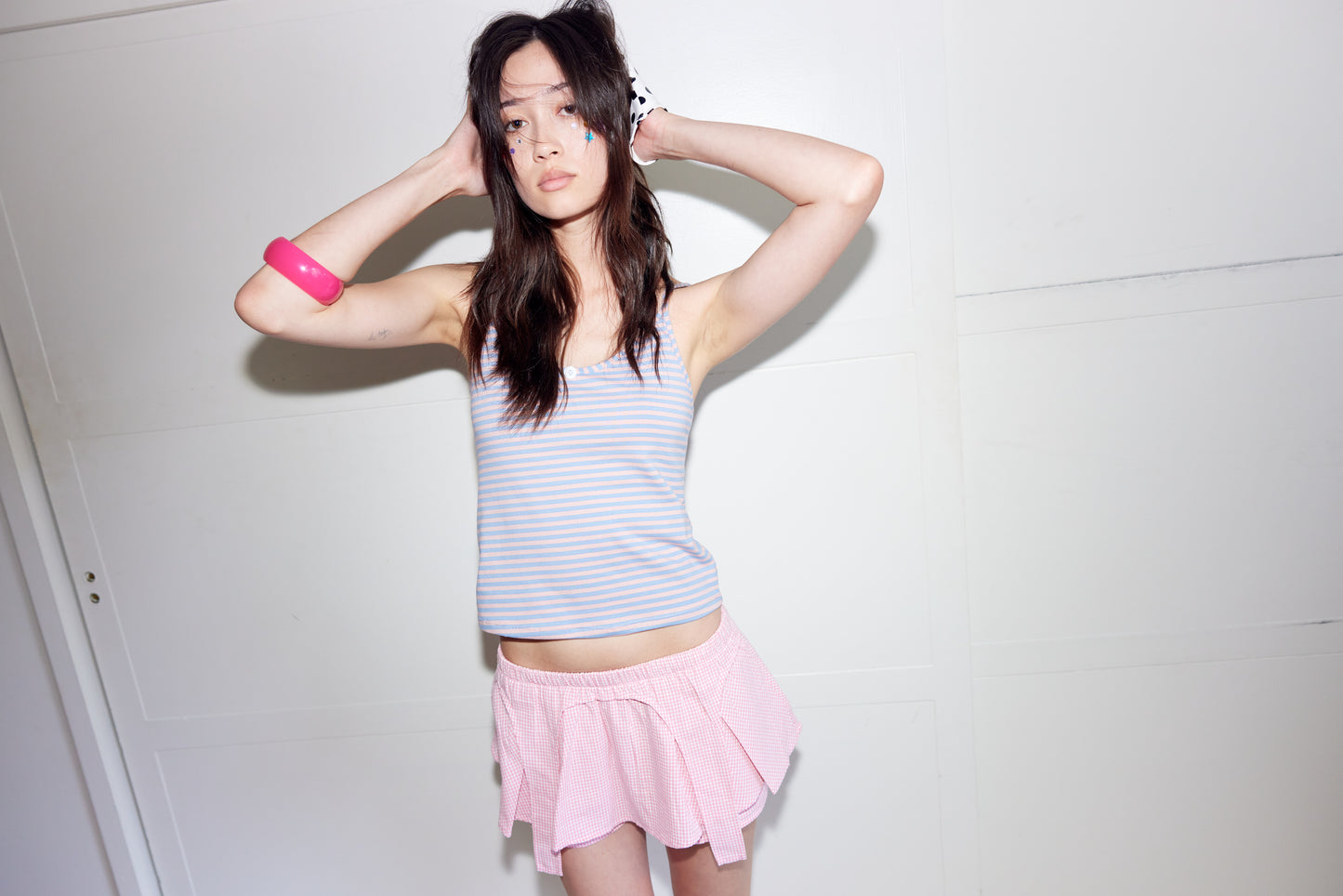 Pink Gingham Garter Skort