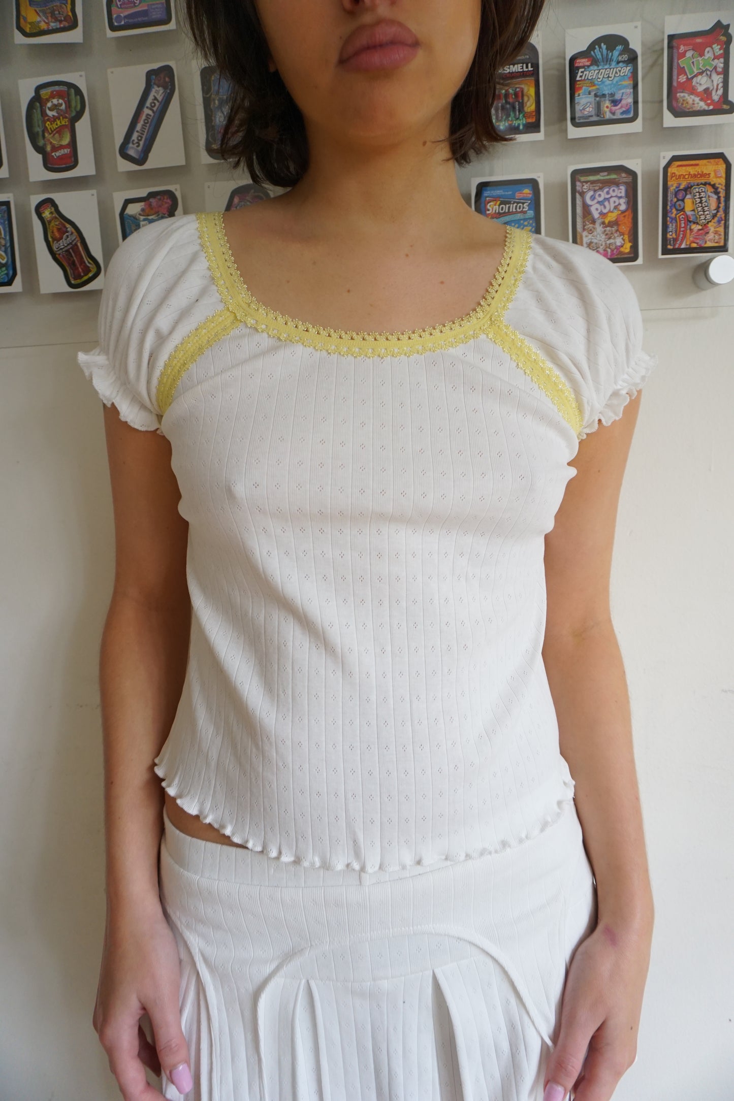 White Pointelle Top