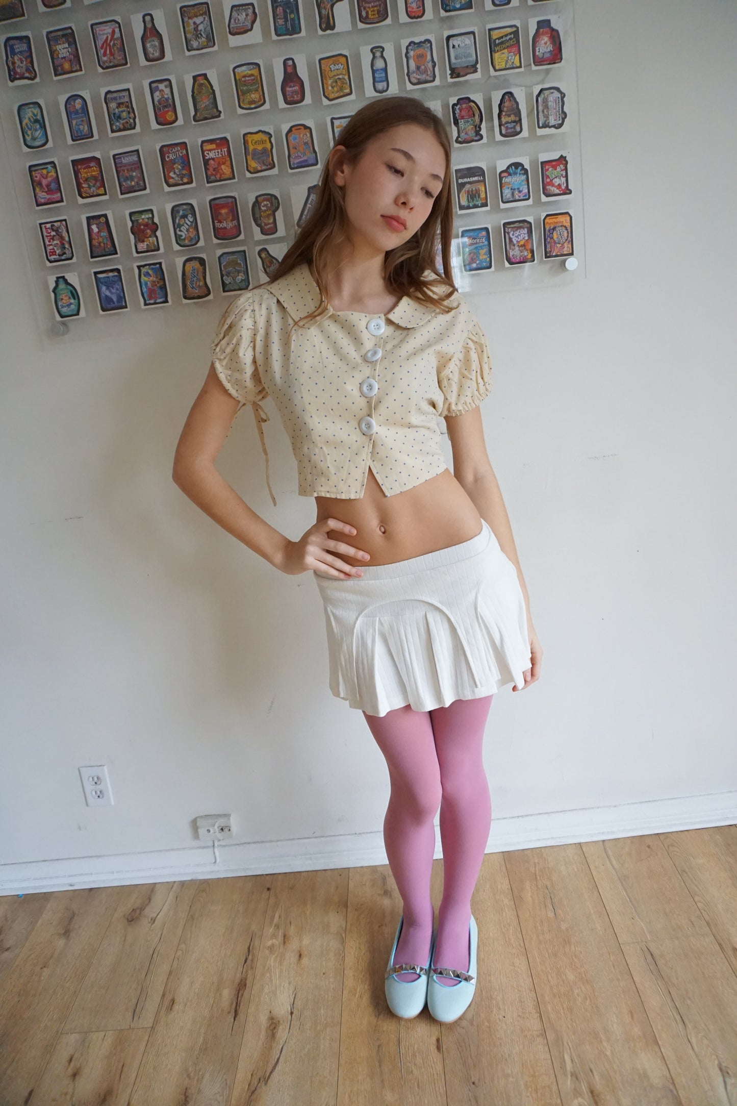 Whitney White Pointelle Garter Skort