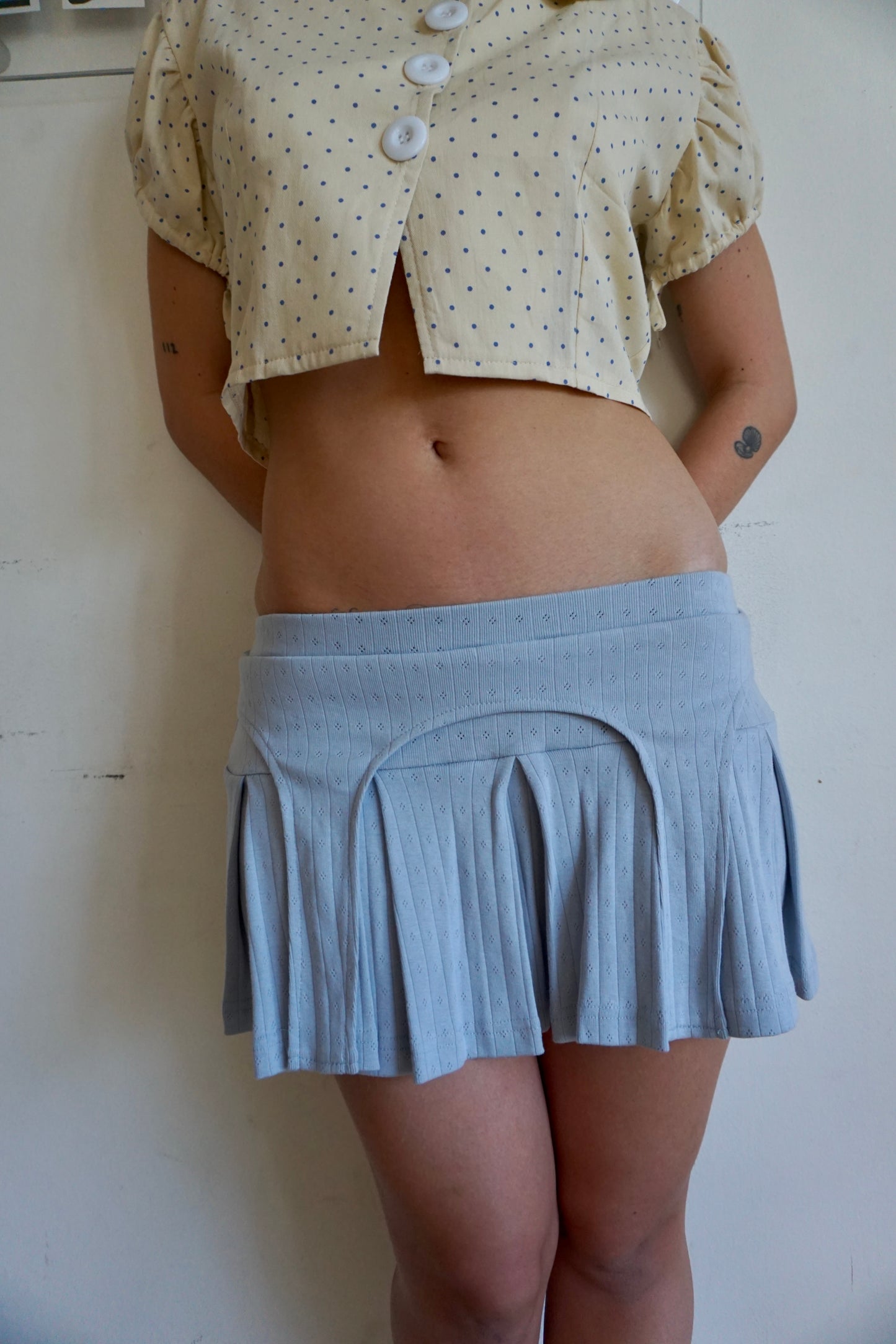 Billie Pointelle Garter Skort Blue