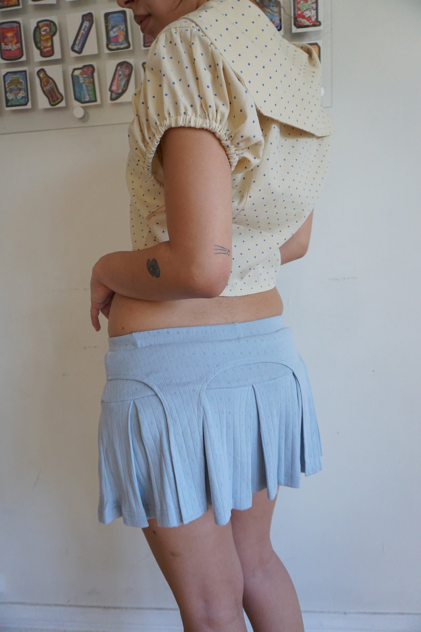 Billie Pointelle Garter Skort Blue
