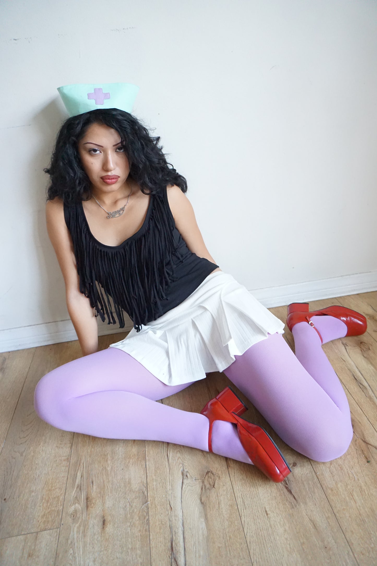 Whitney White Pointelle Garter Skort