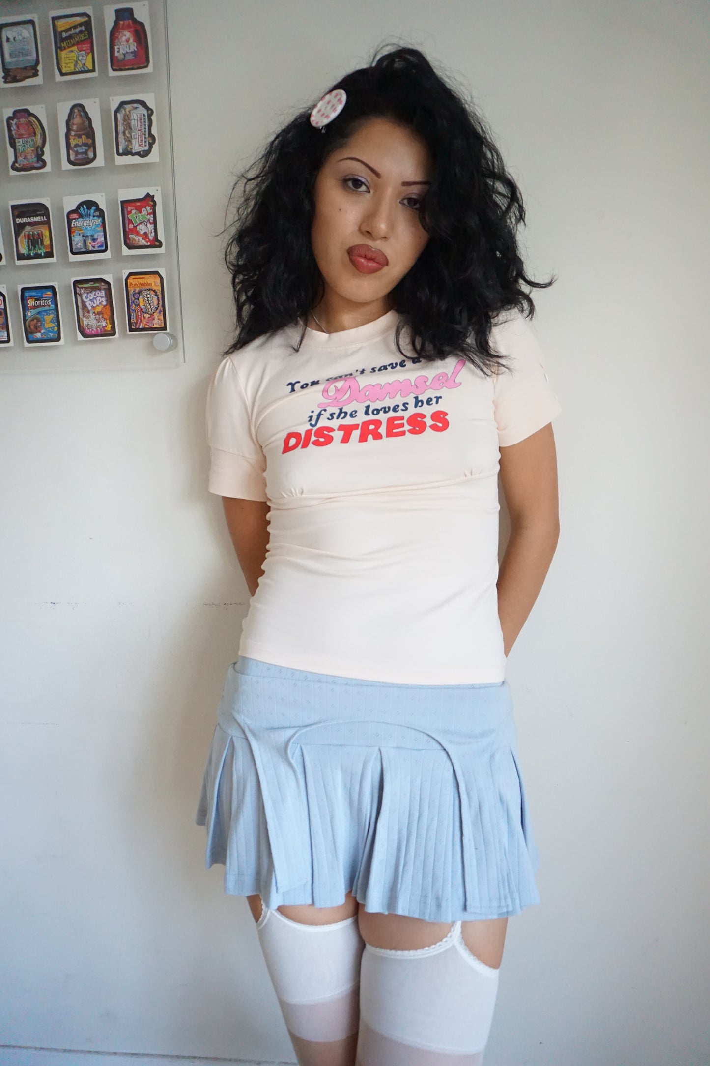 Billie Pointelle Garter Skort Blue