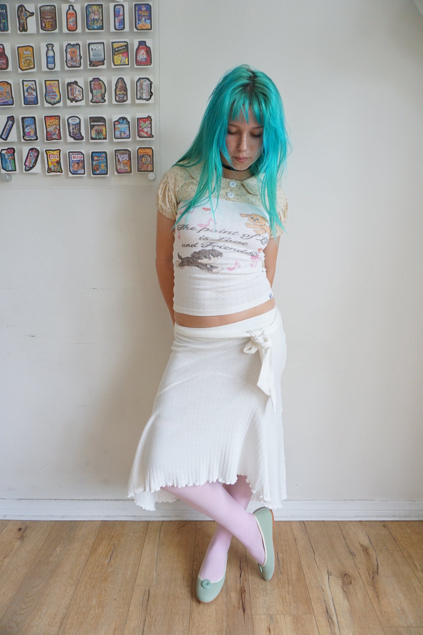 Whitney White Pointelle Midi Skirt