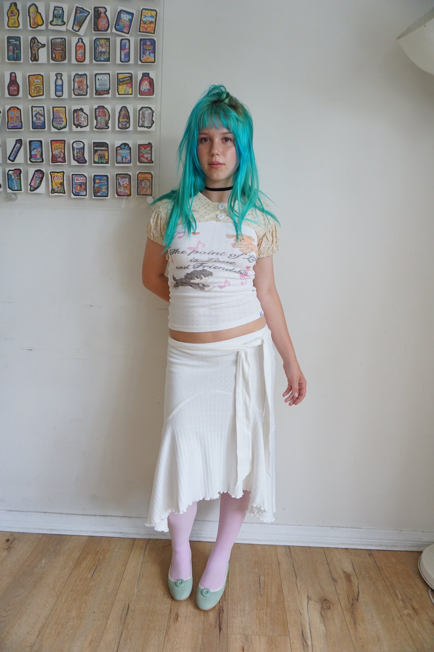 Whitney White Pointelle Midi Skirt