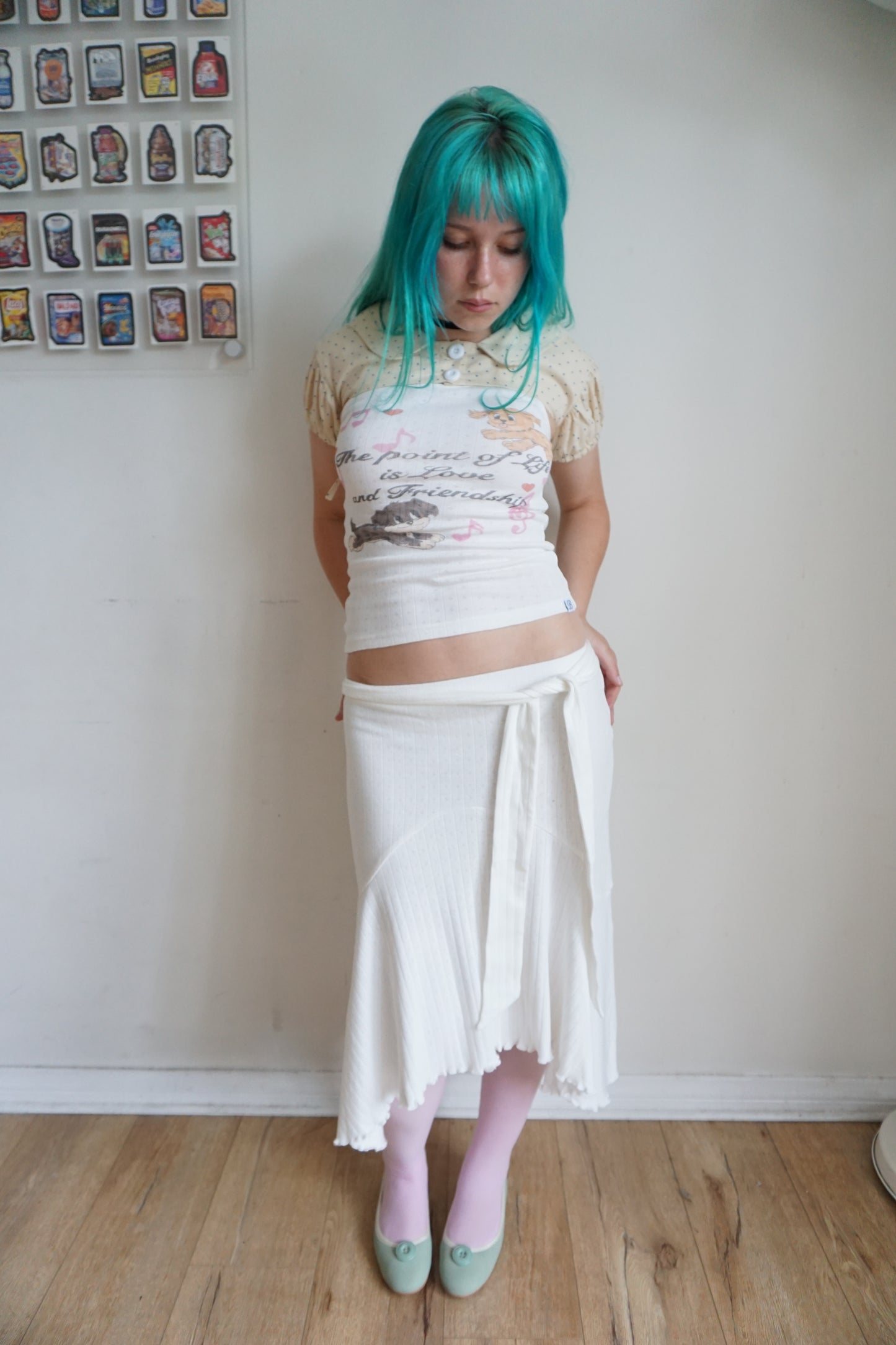Whitney White Pointelle Midi Skirt