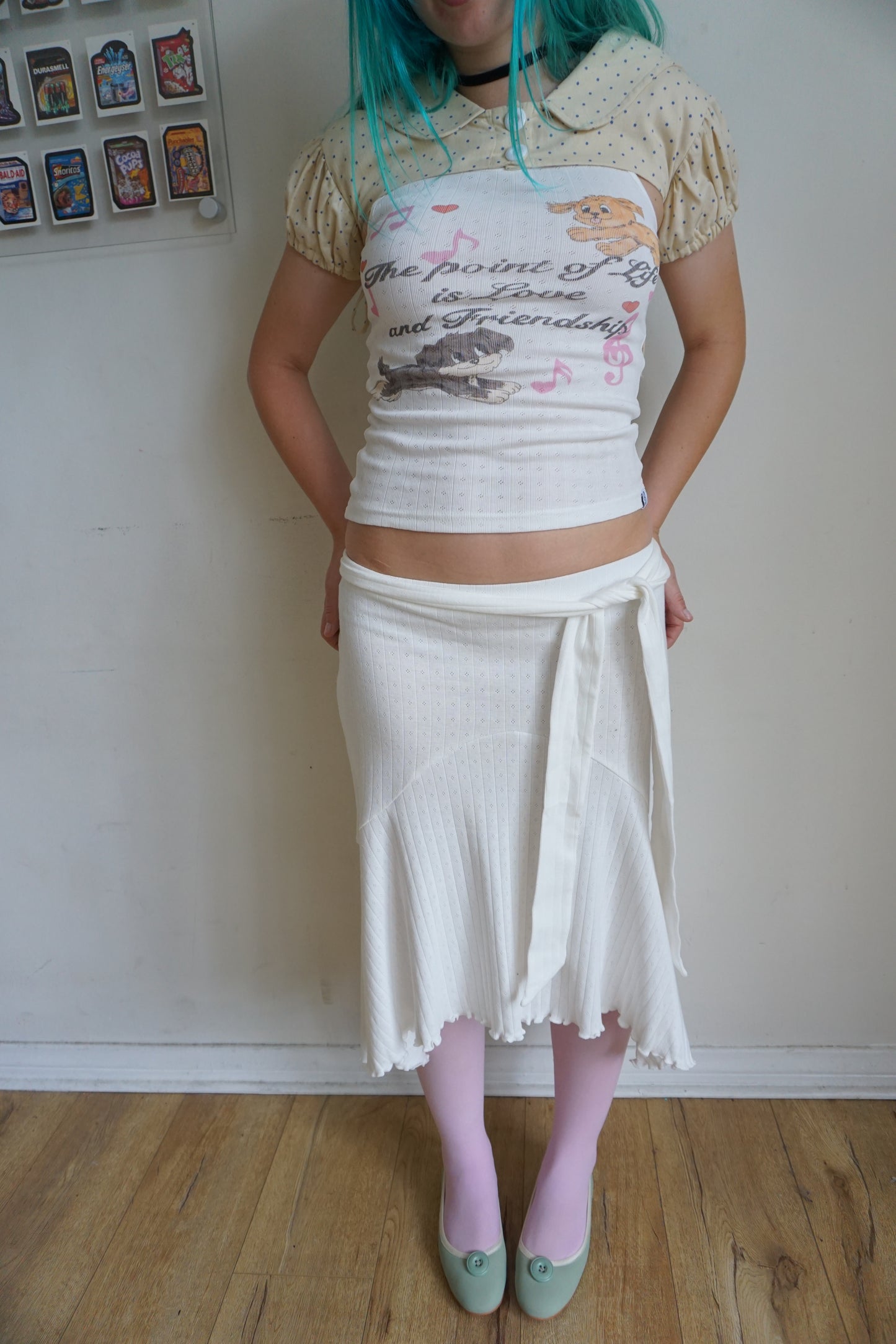 Whitney White Pointelle Midi Skirt