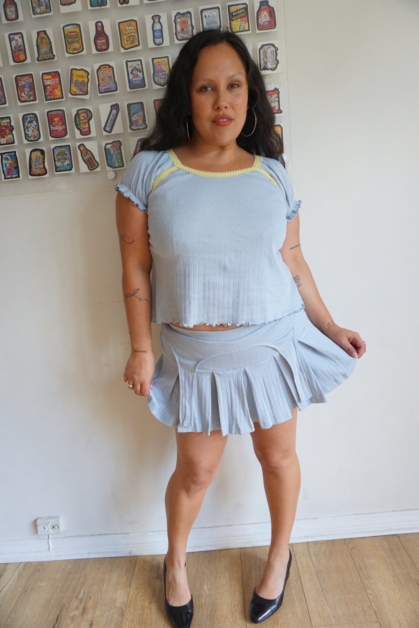 Billie Blue Pointelle Top