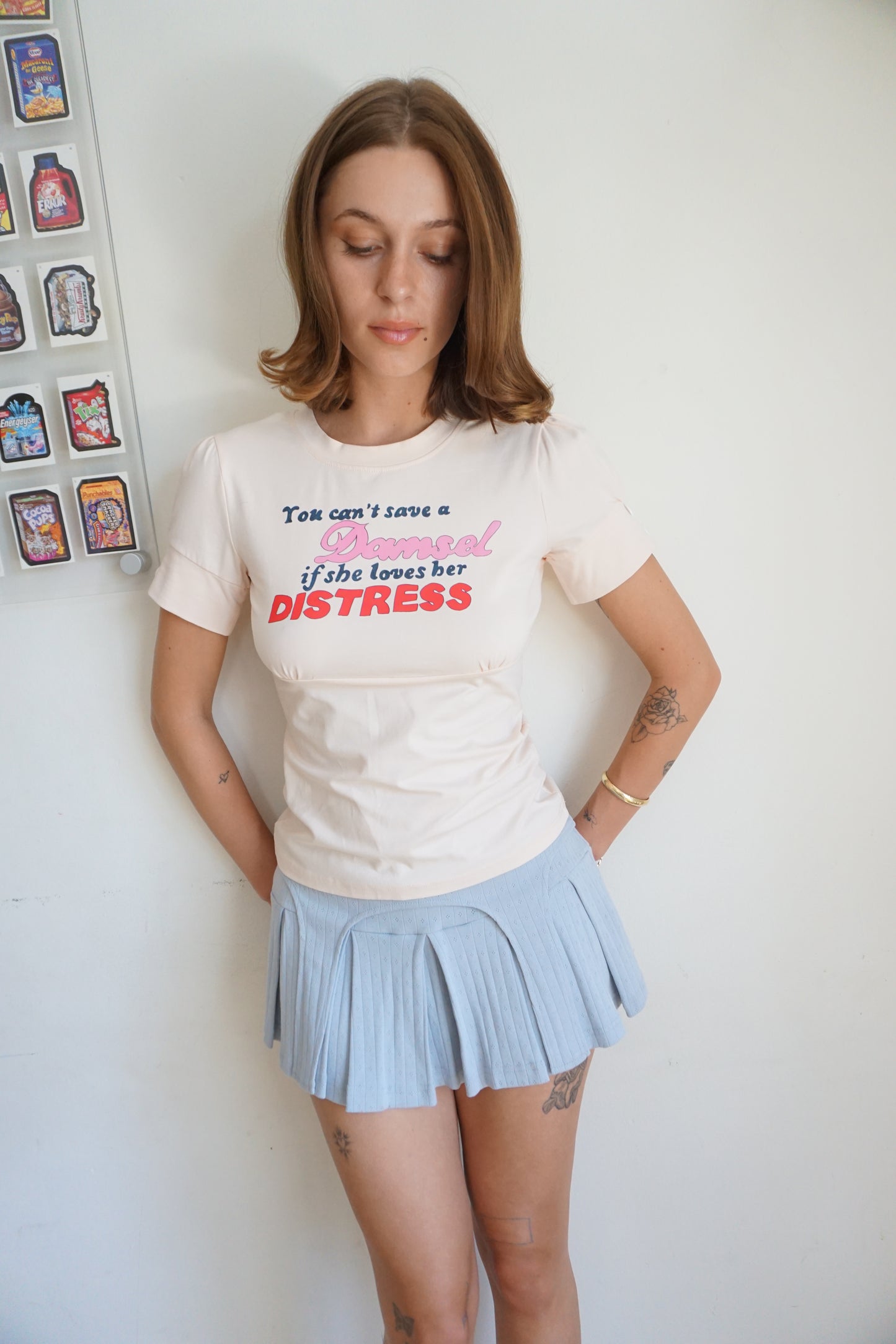 Billie Pointelle Garter Skort Blue