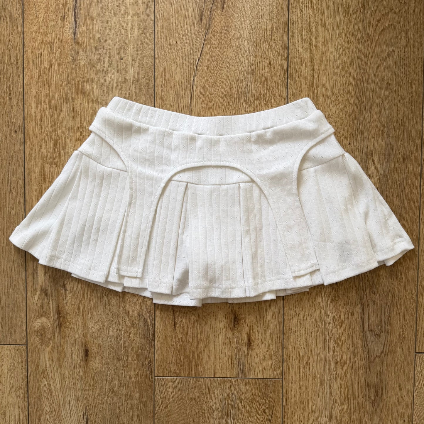 Whitney White Pointelle Garter Skort