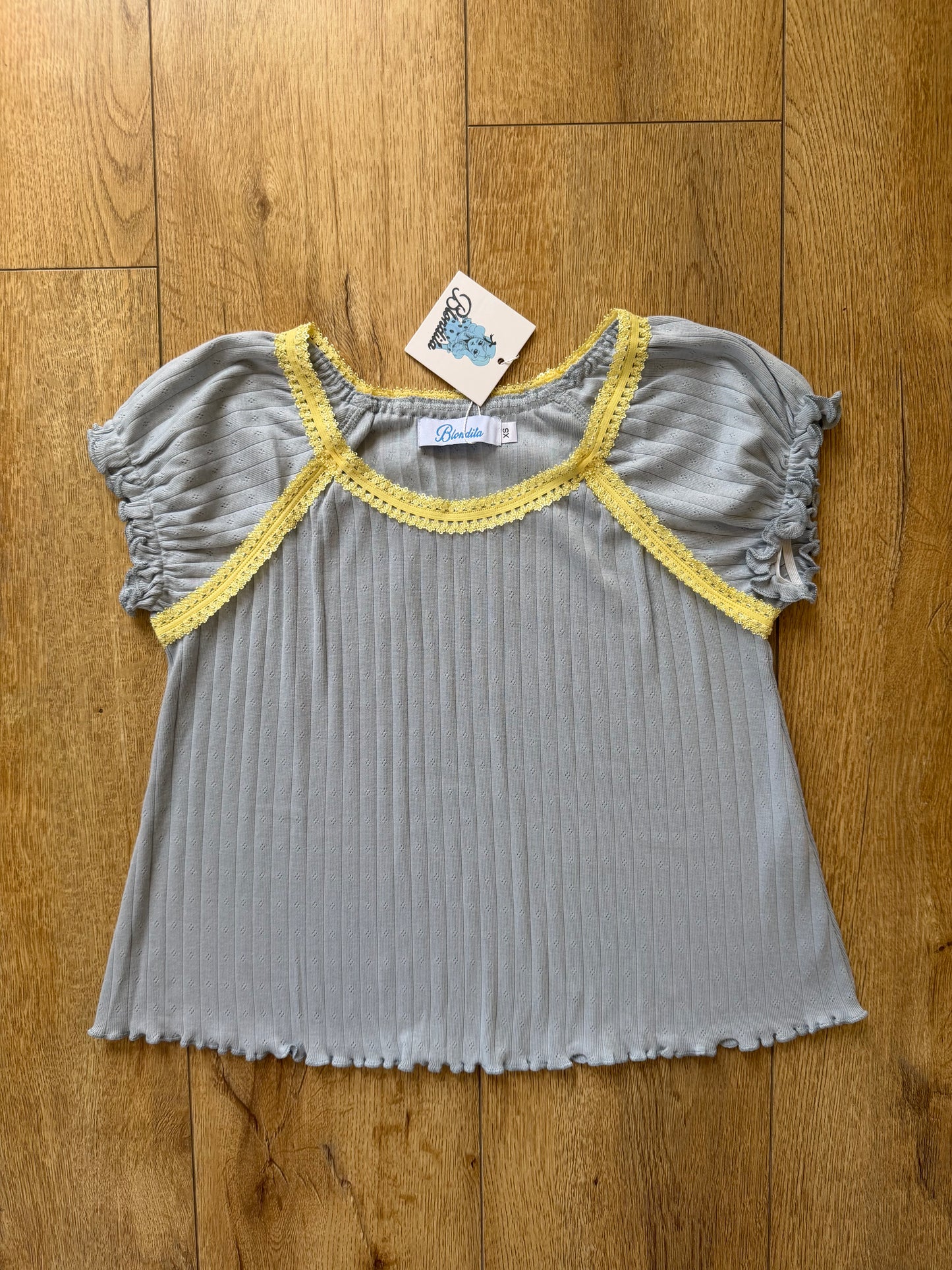 Billie Blue Pointelle Top