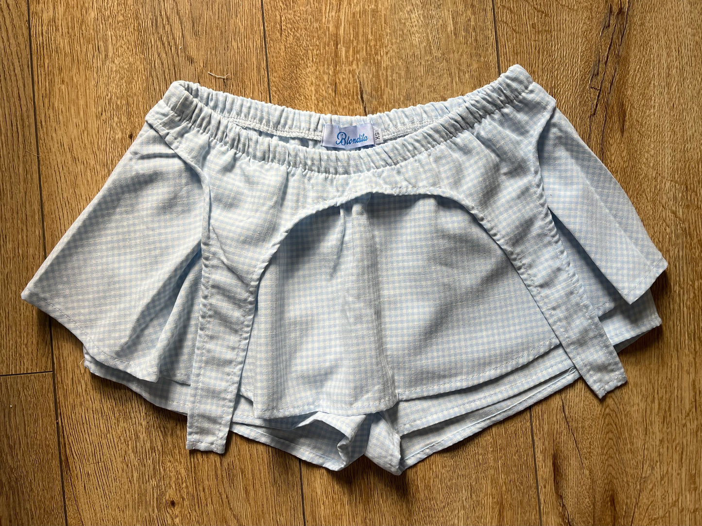 Blue Gingham Garter Skort