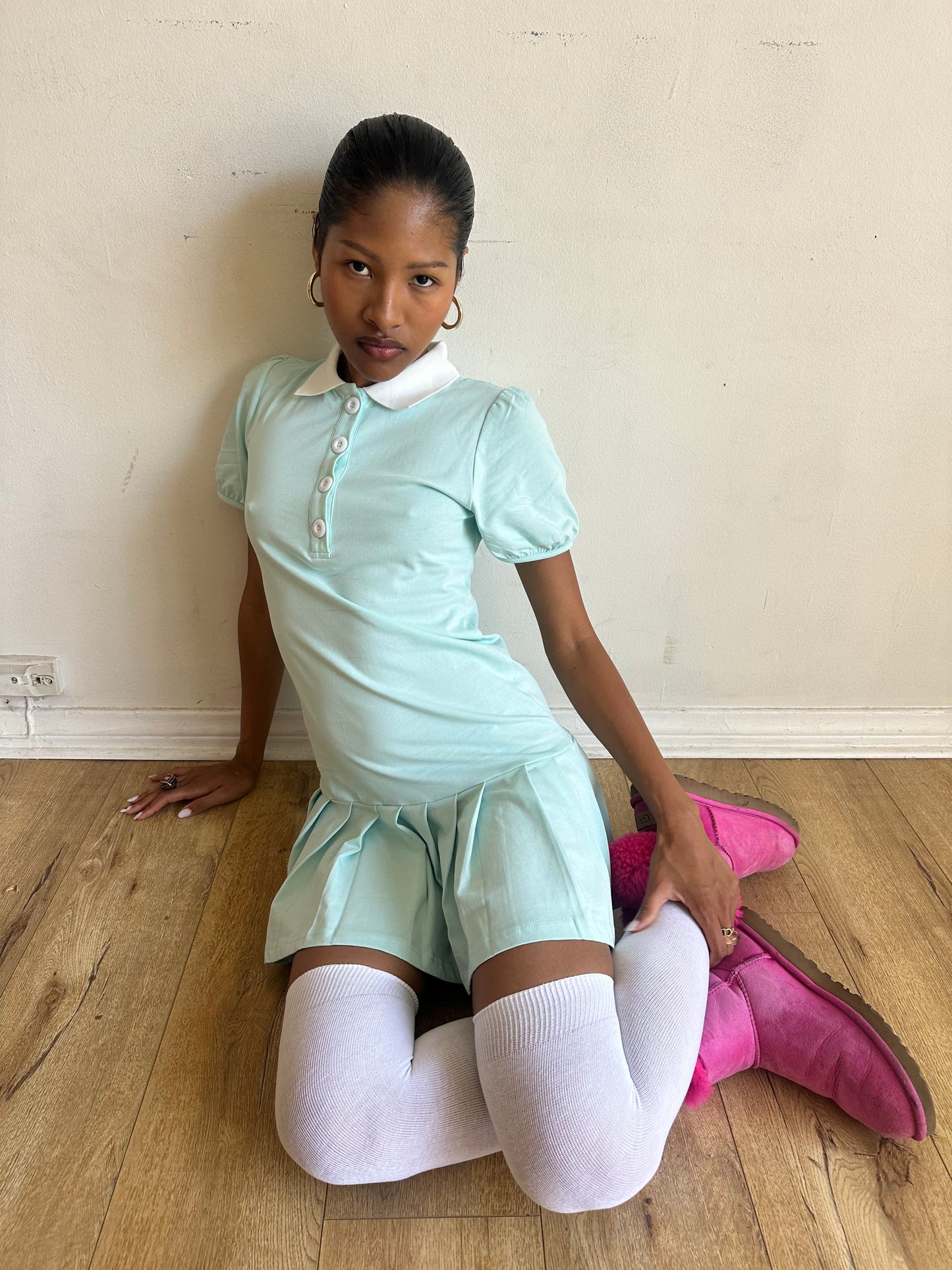 Kelsey Polo Dress — Aquamarine