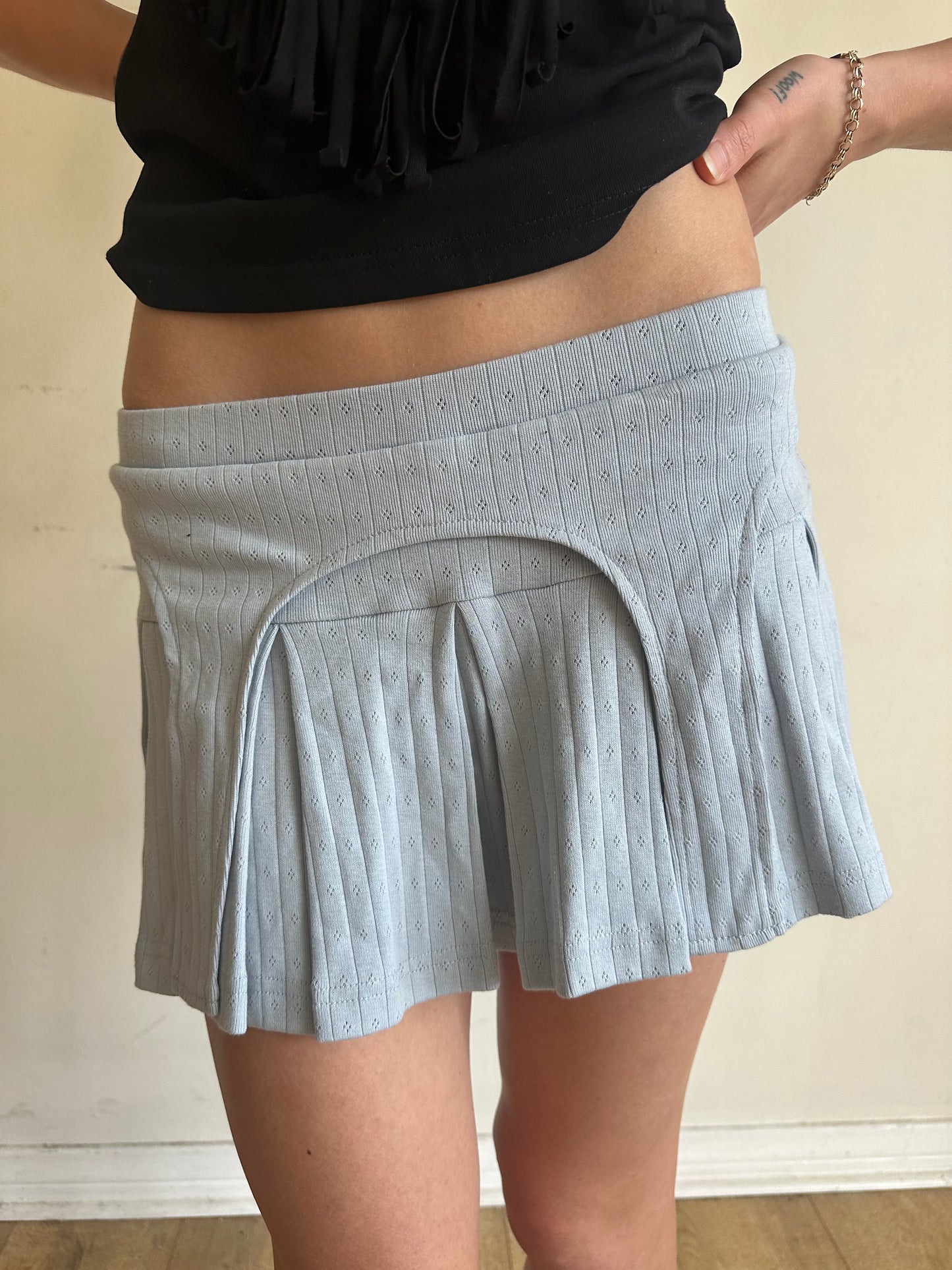 Billie Pointelle Garter Skort Blue