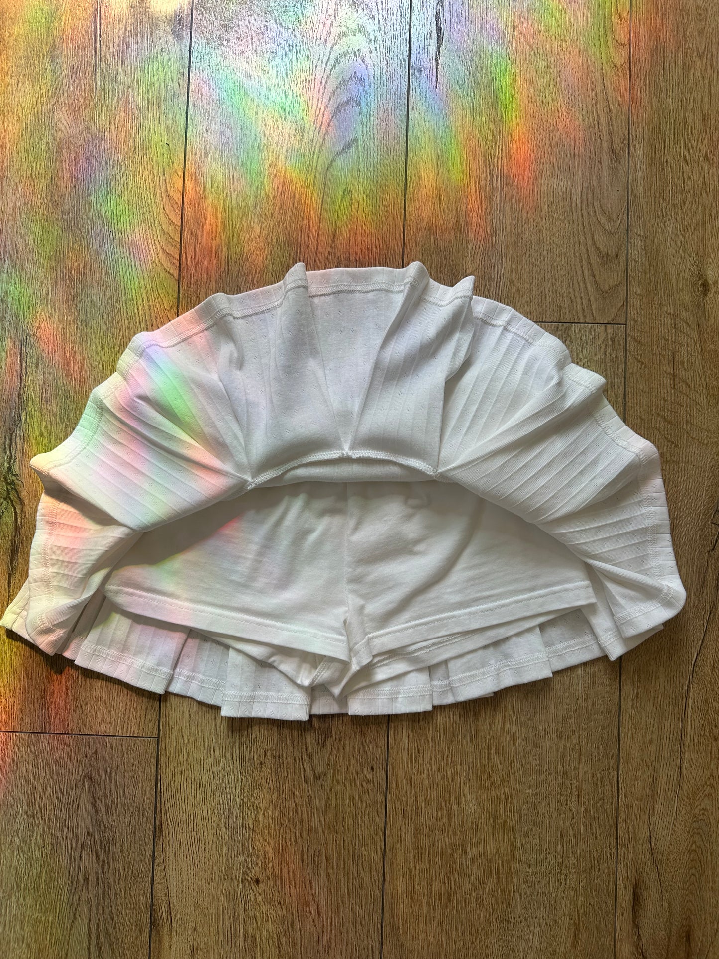 Whitney White Pointelle Garter Skort