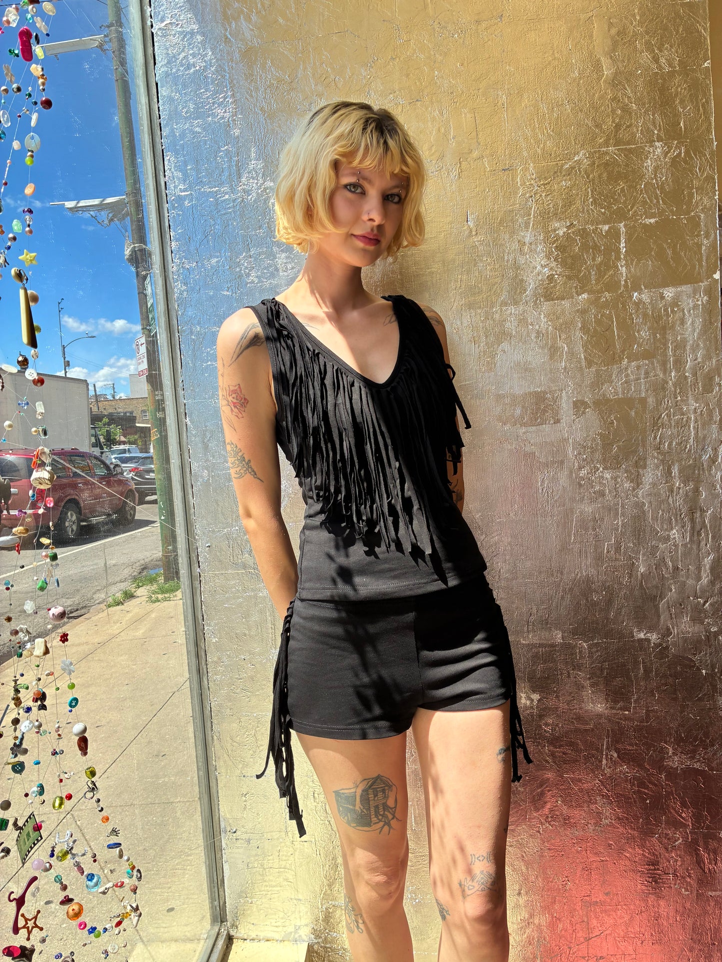 Fia Fringe Top Noir