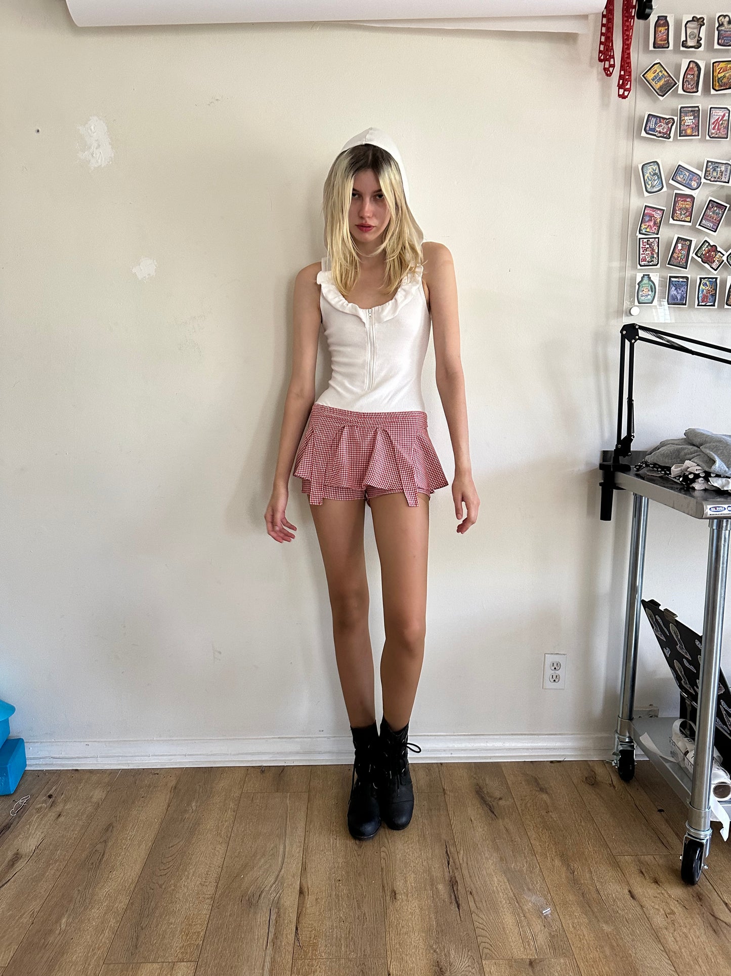 Red Gingham Garter Skort