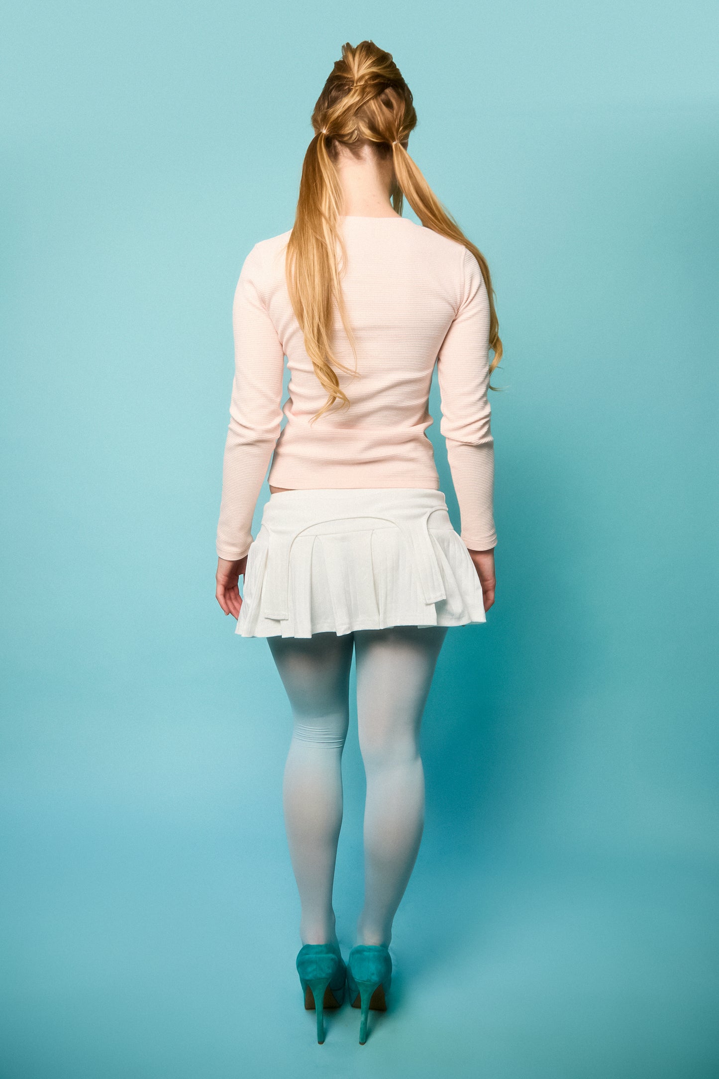 Whitney White Pointelle Garter Skort