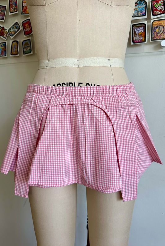 Pink Gingham Garter Skort