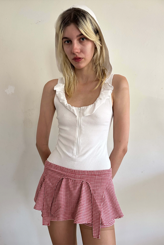 Red Gingham Garter Skort