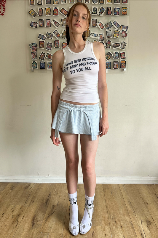 Blue Gingham Garter Skort