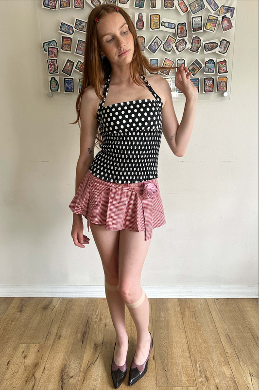 Red Gingham Garter Skort