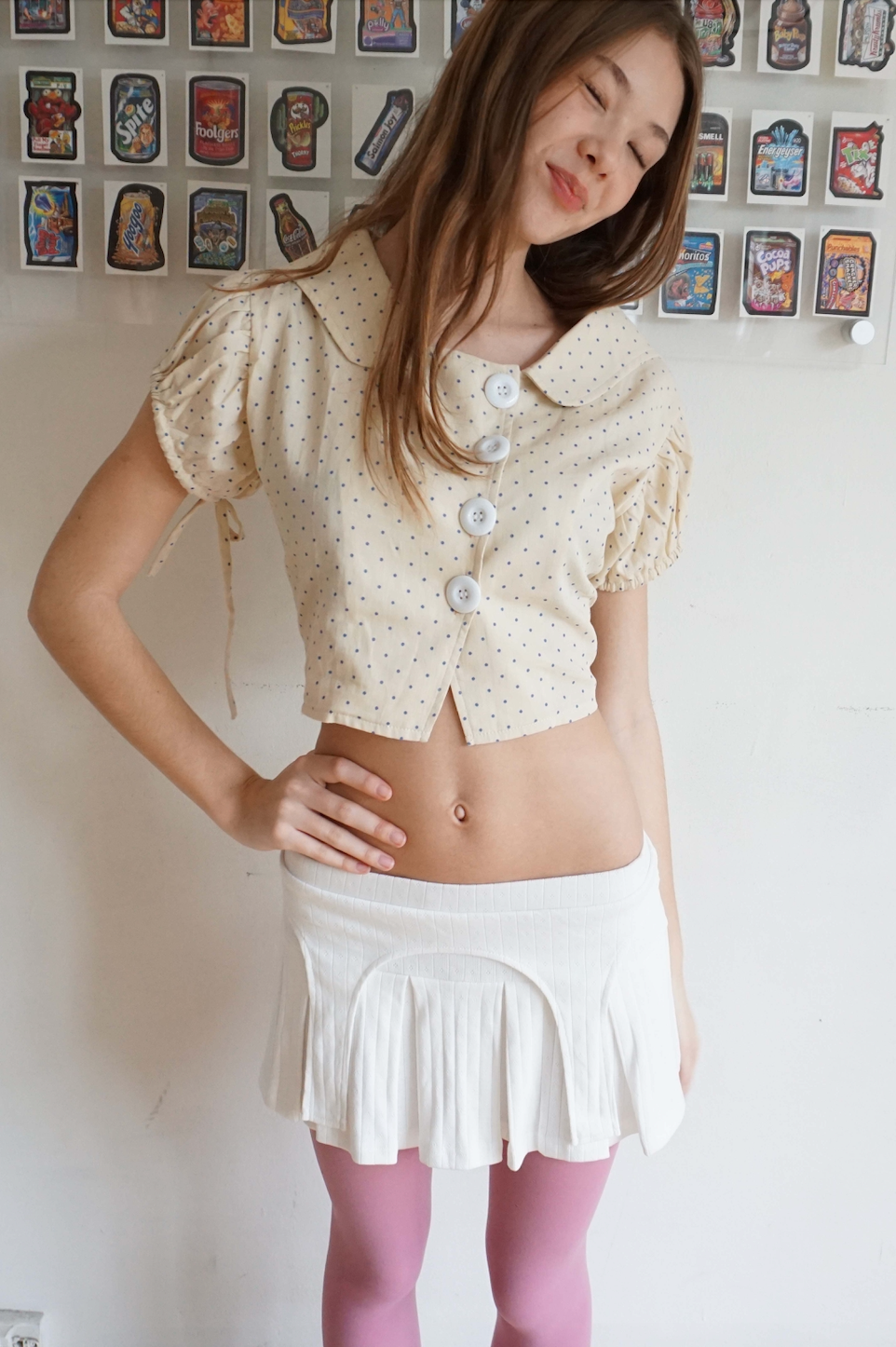 Whitney White Pointelle Garter Skort