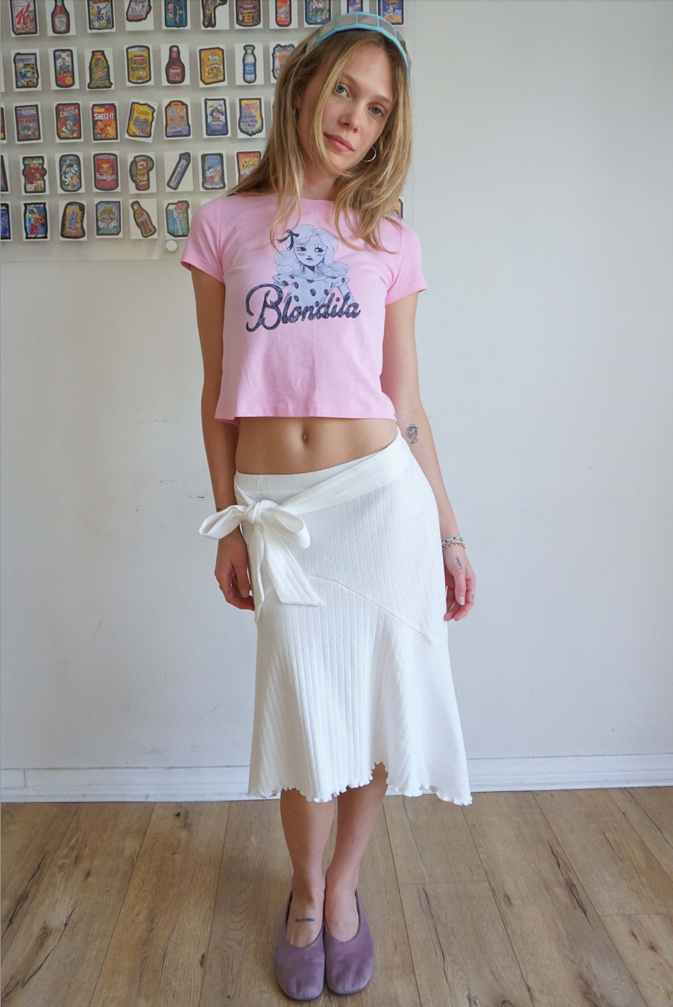 Whitney White Pointelle Midi Skirt