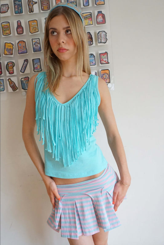 Fia Fringe Top Blue