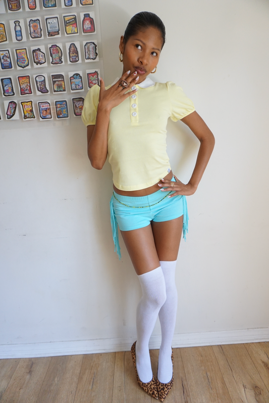 Fia Fringe Shorts Blue