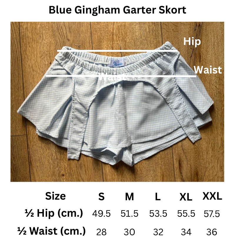 Blue Gingham Garter Skort