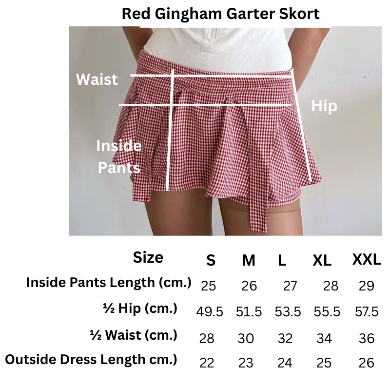 Red Gingham Garter Skort