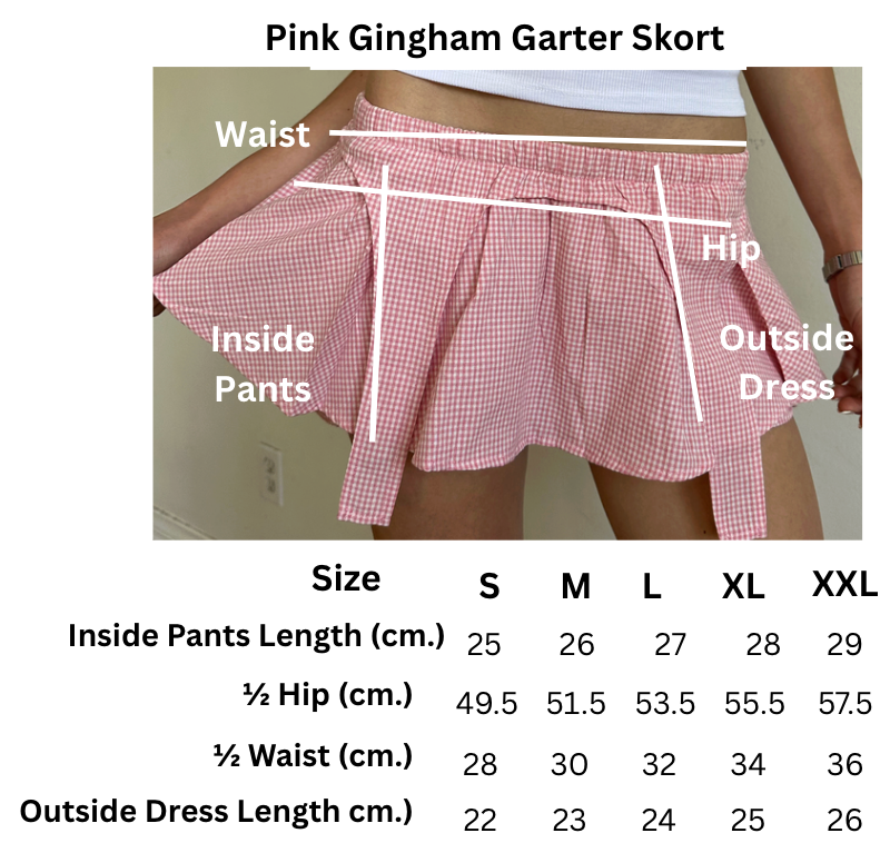 Pink Gingham Garter Skort